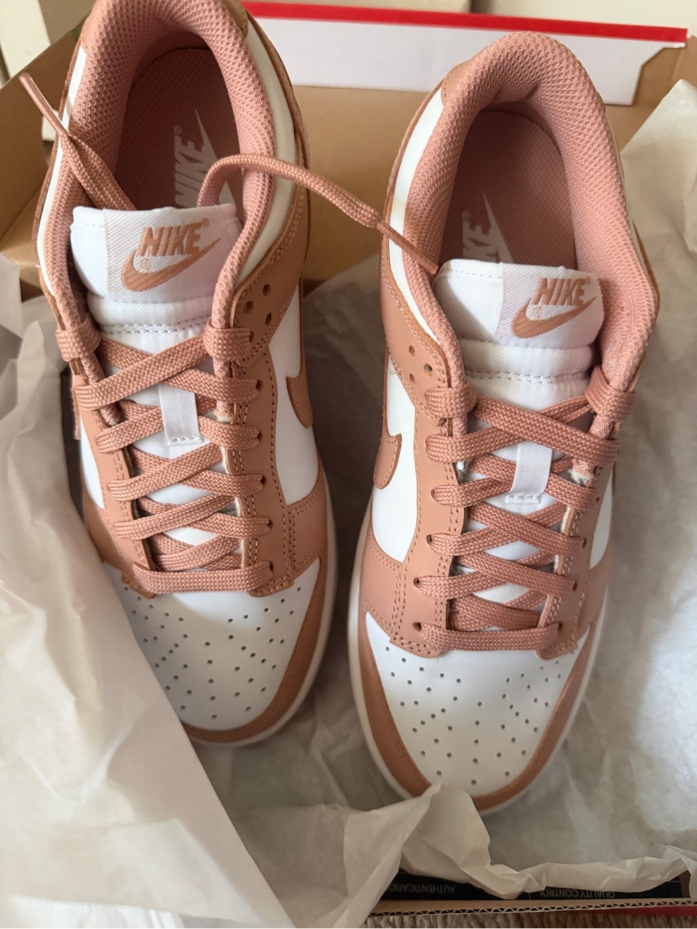 Nike Women’s Low-Top Sneakers in Rose Taupe and White
